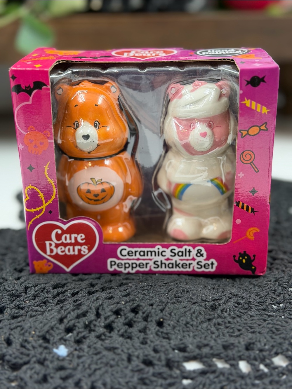 Care Bears Halloween Salt & Pepper Shaker Set Cheer Bear Tenderheart NWT